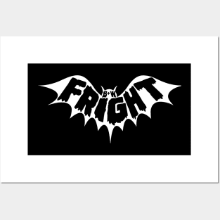 Black & White Fright Negative Bat Logo Posters and Art